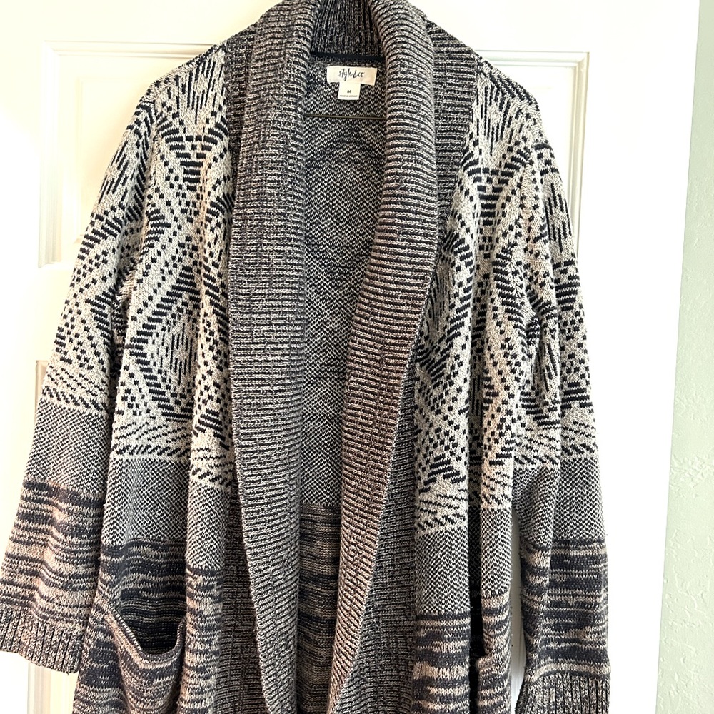 Style & Co Shawl Collar Long Cardigan w/Pockets, Sz M